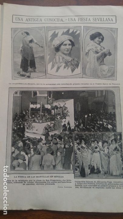 Sammeln von Zeitschriften und Zeitungen: LA FIESTA DE LA MANTILLAS EN SEVILLA / LOLA RICARTE HOJA REVISTA A&Ntilde;O 1912