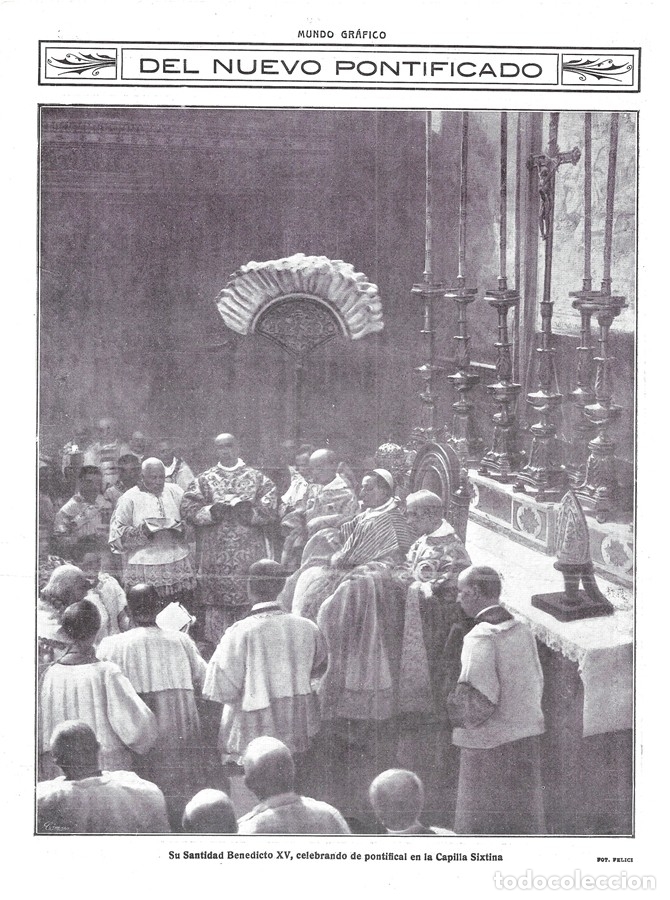 Coleccionismo de Revistas y Peri&oacute;dicos: 1914 HOJA REVISTA ROMA VATICANO CAPILLA SIXTINA NUEVO PONTIFICADO PAPA BENEDICTO XV