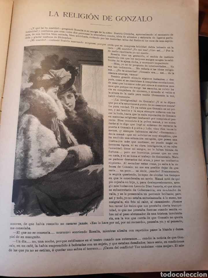 Coleccionismo de Revistas y Peri&oacute;dicos: LA RELIGION DE GONZALO - DE EMILIA PARDO BAZAN PARA REVISTA DE 1898 - HOJA , DOS PAGINAS.