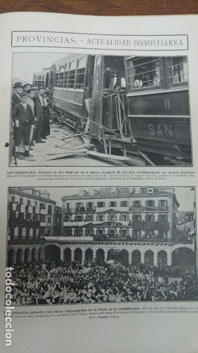 Sammeln von Zeitschriften und Zeitungen: SAN SEBASTIAN CHOQUE DE 2 TRANVIAS EN EL BARRIO ANTIGUO HOJA REVISTA 1912