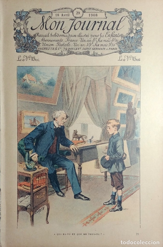 Coleccionismo de revistas y peri&oacute;dicos: MON JOURNAL : RECUEIL HEBDOMADAIRE ILLUSTR&Eacute; POUR LES ENFANTS, 29 (18 AVRIL 1908). PARIS : HACHETTE.