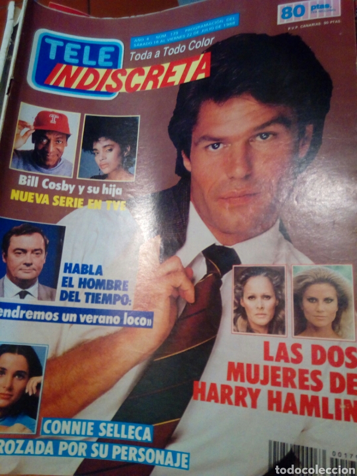 Coleccionismo de revistas y peri&oacute;dicos: Tele indiscreta n&uacute;mero 179 a&ntilde;os 80 bill cosby falcon crest marilyn monroe contraportada rajada