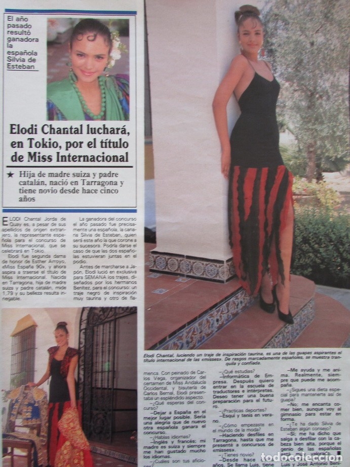 Coleccionismo de Revistas y Peri&oacute;dicos: RECORTE REVISTA SEMANA N&ordm; 2692 1991 ELODI CHANTAL MISS INTERNACIONAL.
