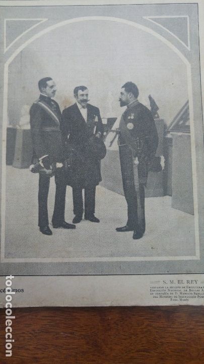 Coleccionismo de revistas y peri&oacute;dicos: ALFONSO XIII MARIANO BENLLIURE EXPOSICION NACIONAL BELLAS ARTES ESCULTURA HOJA REVISTA 1912
