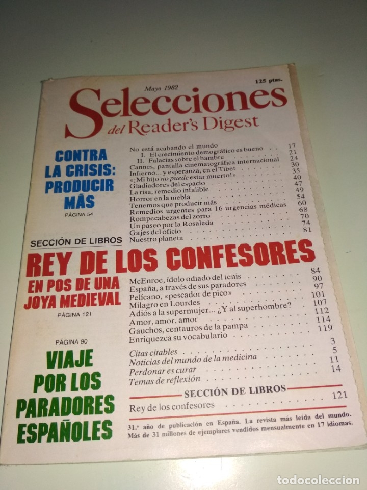 Coleccionismo de revistas y peri&oacute;dicos: Revista Selecciones Reader Digest diciembre 1982