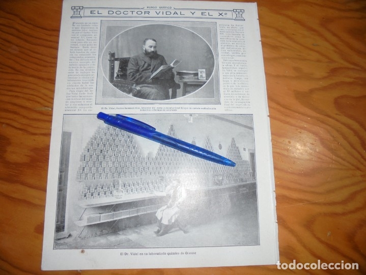 Collection Magazines and Newspapers: RECORTE : EL DOCTOR VIDAL Y EL X 2, EN SU LABORATORIO DE ORENSE. MUNDO GRAF., DCMBRE 1912