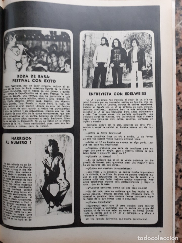 Coleccionismo de revistas y peri&oacute;dicos: roda de bara nuria feliu george harrison los beatles edelweiss