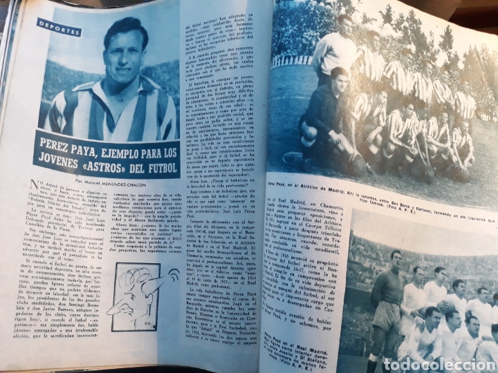 Coleccionismo de Revistas y Peri&oacute;dicos: PEREZ PAYA , EJEMPLO PARA LOS JOVENES ASTROS DEL FUTBOL - A&Ntilde;O 1957 - 3 PAGINAS