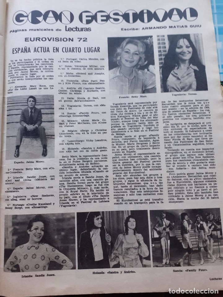 Coleccionismo de Revistas y Peri&oacute;dicos: eurovision 72 jaime morey