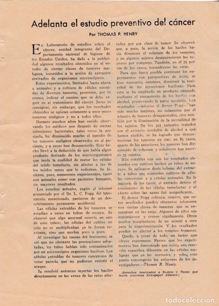 Coleccionismo de Revistas y Peri&oacute;dicos: Adelanta el estudio preventivo del c&aacute;ncer / Thomas P. Henry - 1936