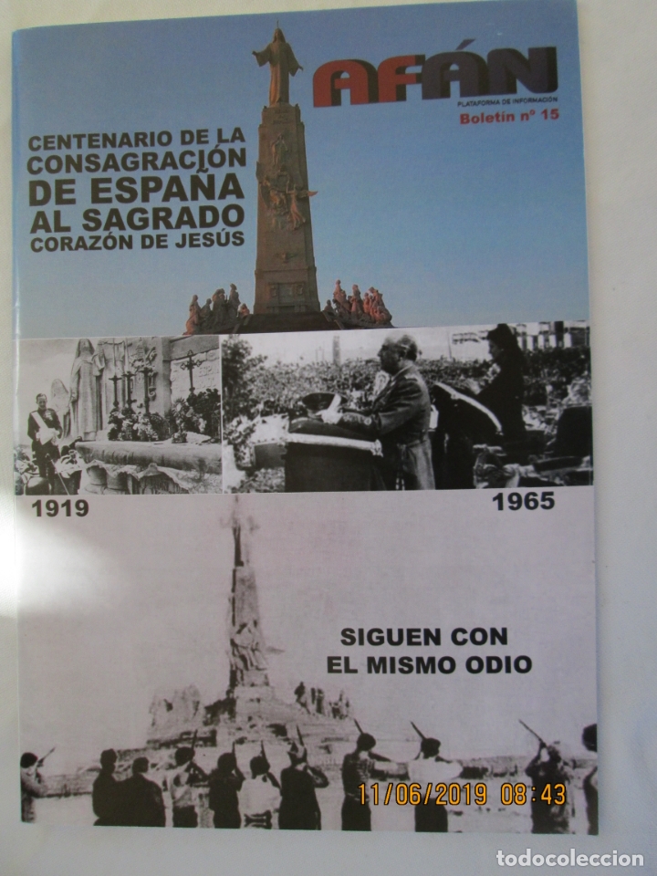 Coleccionismo de revistas y peri&oacute;dicos: AF&Aacute;N BOLET&Iacute;N N&ordm; 15 - PLATAFORMA DE INFORMACI&Oacute;N- CENTENARIO DEL SAGRADO CORAZ&Oacute;N 1919-2019.