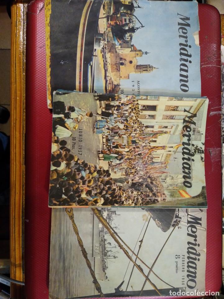 Sammeln von Zeitschriften und Zeitungen: 3 revistas meridiano, Junio 1957, agosto 1956 y febrero 1956. Publicidad