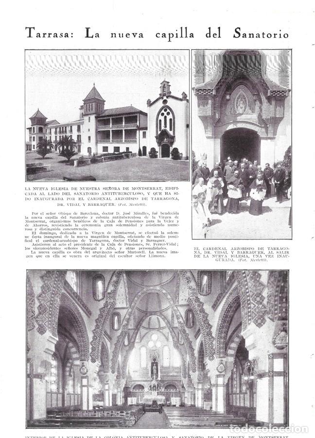 Sammeln von Zeitschriften und Zeitungen: 1930 HOJA REVISTA BARCELONA TARRASA NUEVA IGLESIA NTRA SRA DE MONTSERRAT SANATORIO ANTITUBERCULOSO