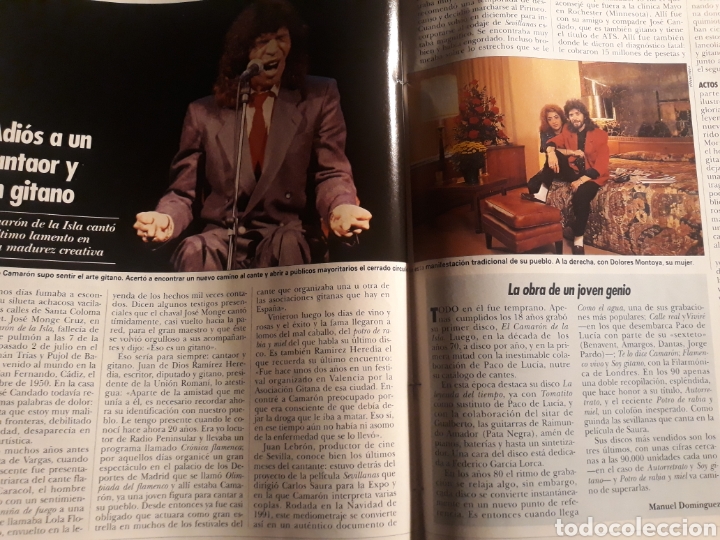 Coleccionismo de Revistas y Peri&oacute;dicos: ADIOS A UN CANTAOR Y UN GITANO - CAMARON - 3 PAGINAS A&Ntilde;O 1992