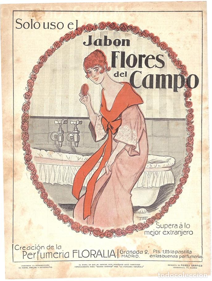 Collection Magazines and Newspapers: 1914 HOJA REVISTA PUBLICIDAD ANUNCIO PERFUMER&Iacute;A FLORALIA JAB&Oacute;N FLORES DEL CAMPO