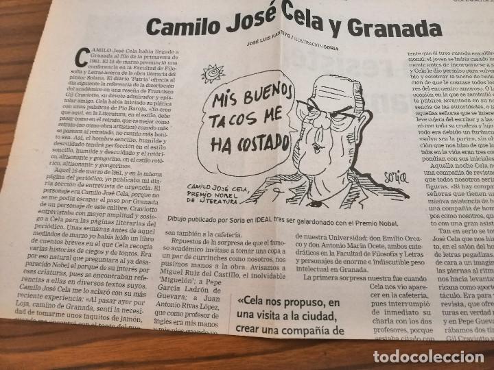 Coleccionismo de revistas y peri&oacute;dicos: CAMILO JOSE CELA Y GRANADA. ART&Iacute;CULO EXTRAIDO DE PERI&Oacute;DICO. BUEN ESTADO. DIFICIL