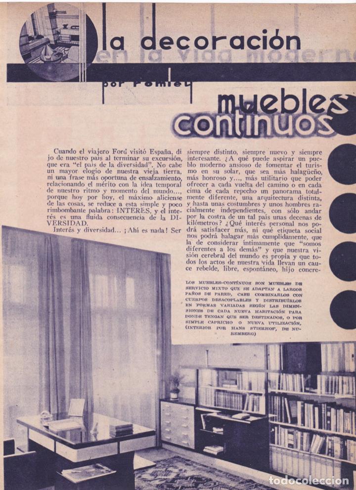 Coleccionismo de revistas y peri&oacute;dicos: * DECORACI&Oacute;N * INTERIORISMO * Muebles continuos / por Pompey - 1934