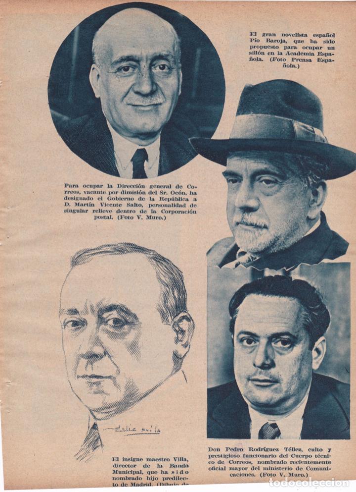 Coleccionismo de Revistas y Peri&oacute;dicos: Pio Baroja; Mart&iacute;n Vicente Salto, director de Correos, maestro Villa; Pedro Rodriguez T&eacute;llez- 1934