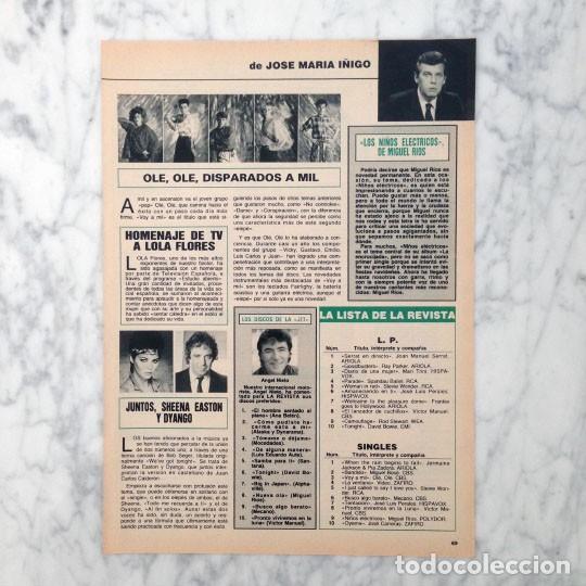 Coleccionismo de Revistas y Peri&oacute;dicos: RECORTE - OLE OLE, LOLA FLORES, MIGUEL RIOS, SHEENA EASTON, DYANGO - 1985