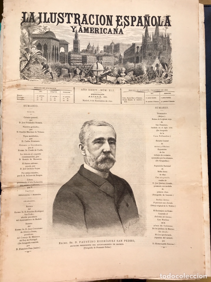 Collectionnisme de Revues et Journaux: Ilustraci&oacute;n Espa&ntilde;ola y Americana 1890.Faustino Rodr&iacute;guez Alcalde Madrid. Roma Pza Colonna. Ceramica