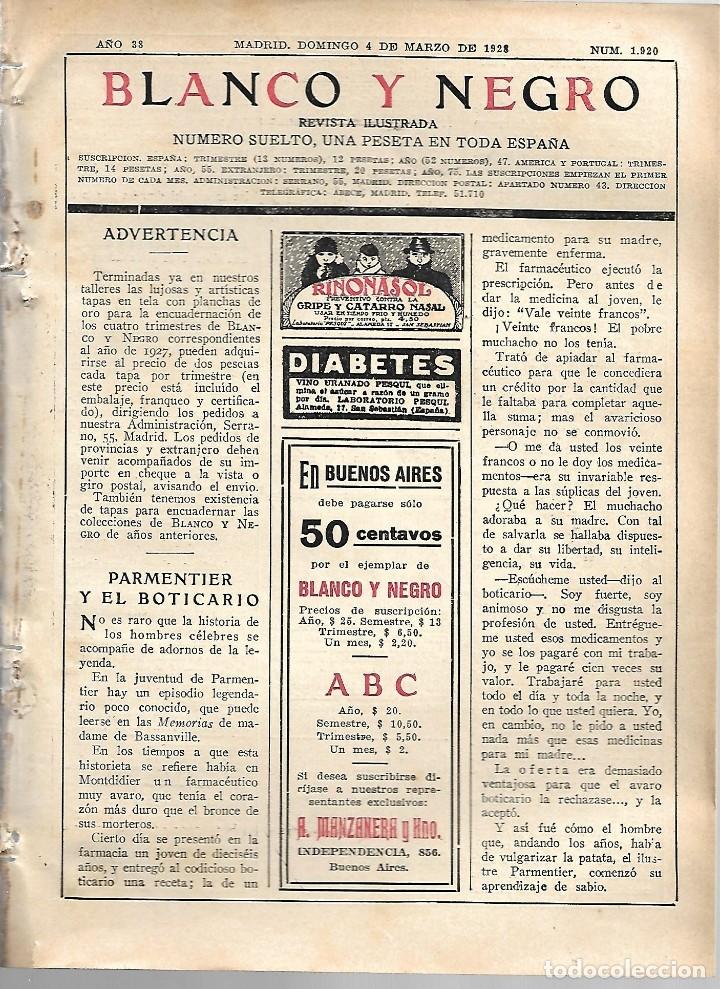 Sammeln von Zeitschriften und Zeitungen: BYN 4 MAR 1928.N&ordm;1920. CUADERNILLO PUBLICIDAD PASATIEMPOS MEDIAS DV BARRY, NATEL,ALLCOCK. DR SOIVRE