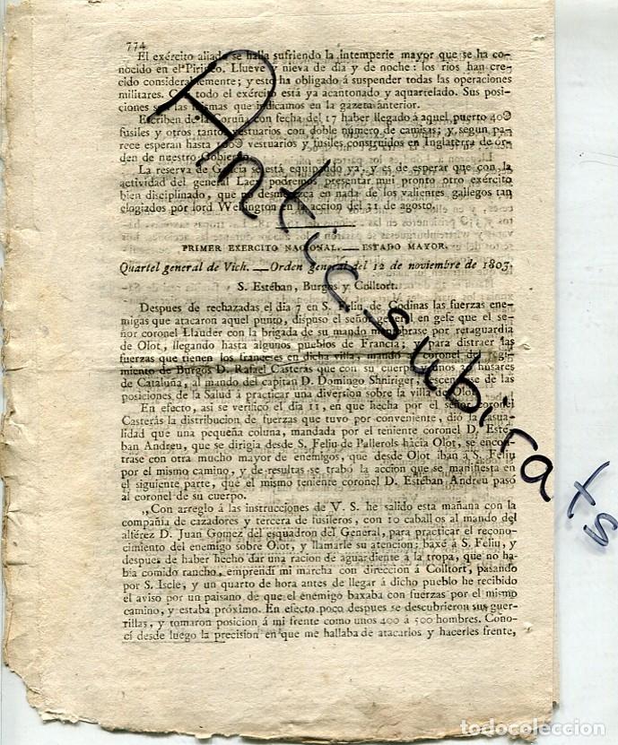 Coleccionismo de Revistas y Peri&oacute;dicos: PERIODICO A&Ntilde;O 1813 GUERRA DE LA INDEPENDENCIA SANT FELIU DE CODINES DE PALLAROLS OLOT COLLTORT