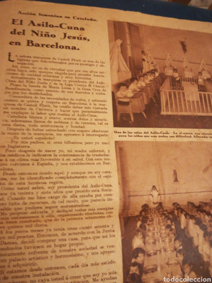 Coleccionismo de revistas y peri&oacute;dicos: Art&iacute;culo del Asilo Cuna del ni&ntilde;o Jes&uacute;s en Barcelona CR&Oacute;NICA Carmen Fern&aacute;ndez de Lara