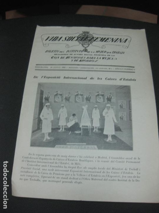 Sammeln von Zeitschriften und Zeitungen: VIDA SOCIAL FEMENINA. BOLETIN DE LA MUJER QUE TRABAJA. CAJA DE PENSIONES. N&ordm; 6. 30 JUNIO 1932.