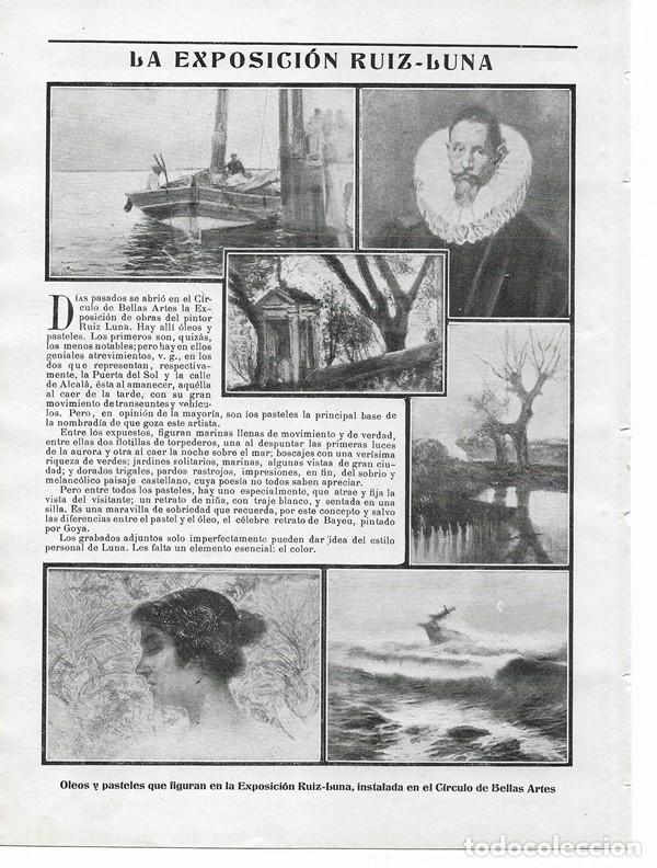 Coleccionismo de Revistas y Peri&oacute;dicos: 1905 HOJA REVISTA MADRID C&Iacute;RCULO DE BELLAS ARTES EXPOSICI&Oacute;N PINTURA RUIZ-LUNA PINTOR