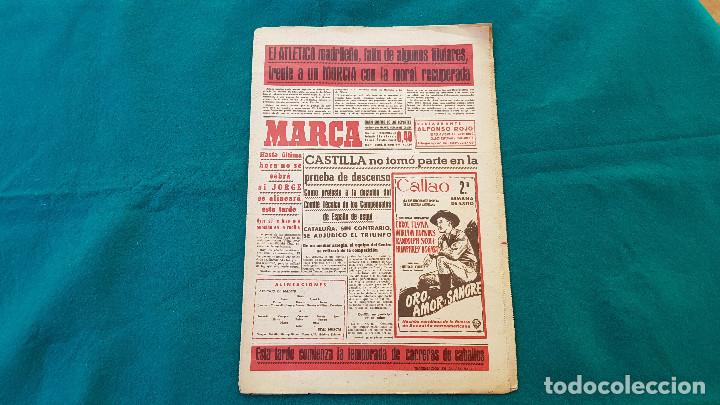 Coleccionismo de revistas y peri&oacute;dicos: PERIODICO MARCA (16-03-47) FUTBOL, CABALLOS, ESQUI, TOROS... AT. MADRILE&Ntilde;O (NO ESTA DOBLADO)