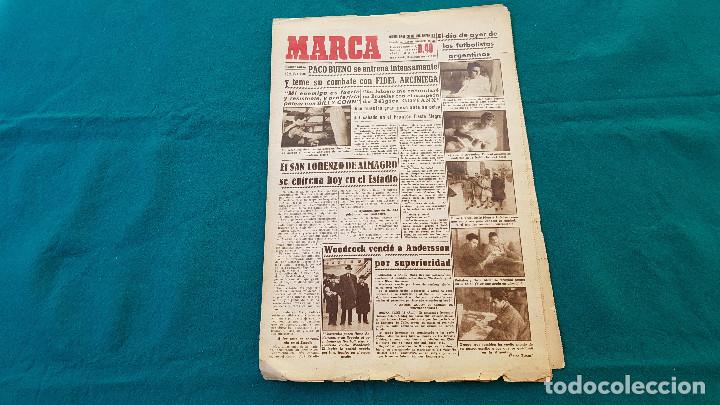 Coleccionismo de Revistas y Peri&oacute;dicos: PERIODICO MARCA (19-12-46) FUTBOL, TENIS, BOXEO, CICLISMO... (NO ESTA DOBLADO)