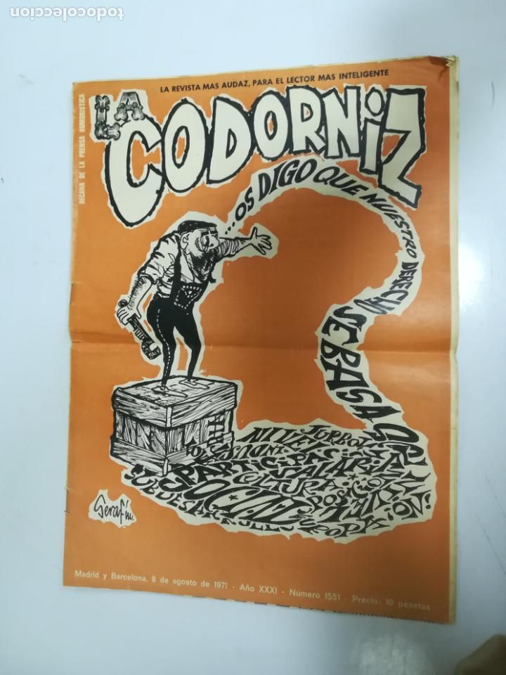 Colecionismo de Revistas e Jornais: REVISTA LA CODORNIZ .8 DE AGOSTO DE 1971. A&Ntilde;O XXXI. N&ordm; 1551. DERECHOS