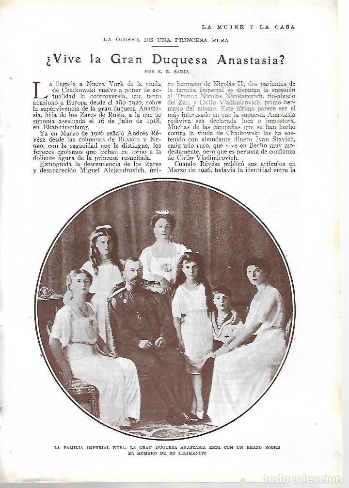 Collezionismo di Riviste e Giornali: BYN 11 MAR 1928.N&ordm;1921. &iquest;VIVE LA GRAN DUQUESA ANASTASIA DE RUSIA?. E.R. SADIA.