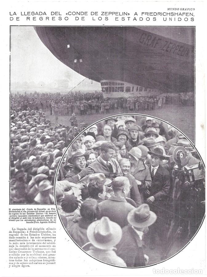Collectionnisme de Revues et Journaux: 1928 HOJA REV ALEMANIA FRIEDRICHSHAFEN REGRESO DIRIGIBLE CONDE DE ZEPPELIN DE ESTADOS UNIDOS POLIZ&Oacute;N