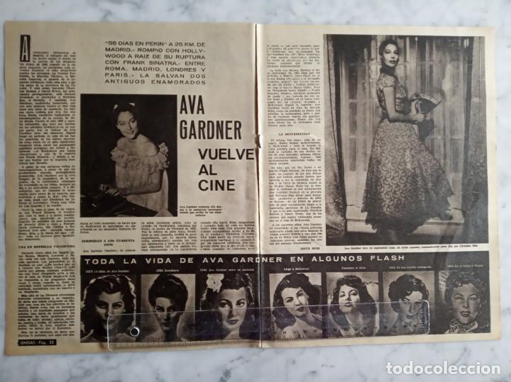 Coleccionismo de Revistas y Peri&oacute;dicos: reportaje de 2 paginas revista ondas - ava gardner vuelve al cine -