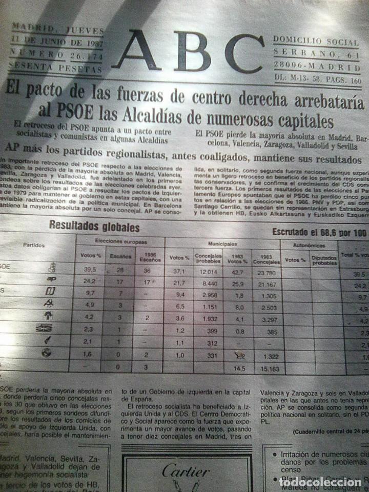 Coleccionismo de Revistas y Peri&oacute;dicos: ABC - 11 de junio de 1987 - Eleccviones generales -