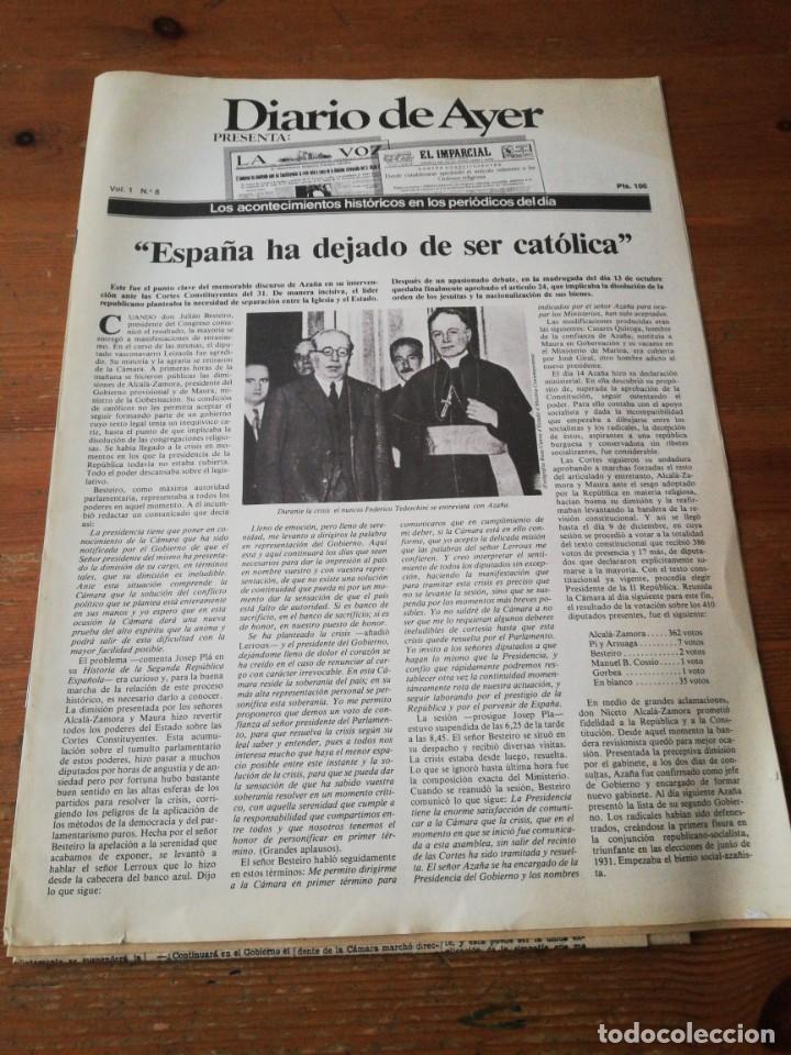 Collectionnisme de Revues et Journaux: Revista Diario de Ayer. N&uacute;mero 8. Presenta: La Voz y El Imparcial.