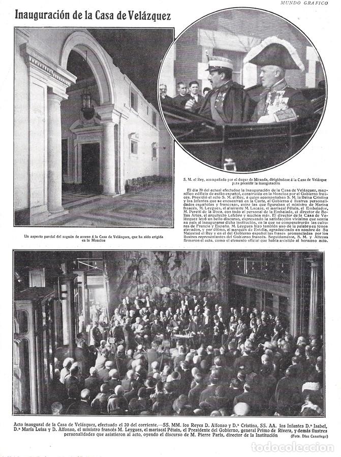 Coleccionismo de Revistas y Peri&oacute;dicos: 1928 HOJA REVISTA MADRID MONCLOA INAUGURACI&Oacute;N DE LA CASA DE VEL&Aacute;ZQUEZ REY ALFONSO XIII DUQUE MIRANDA