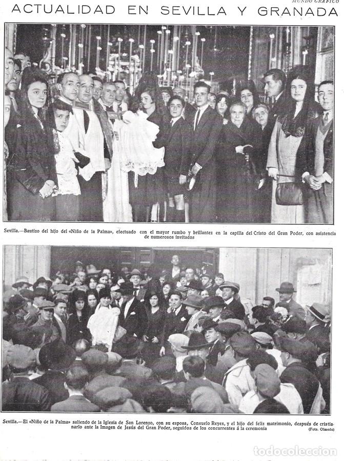 Coleccionismo de Revistas y Peri&oacute;dicos: 1928 HOJA REVISTA SEVILLA SAN LORENZO CAPILLA CRISTO DEL GRAN PODER BAUTIZO HIJO 'NI&Ntilde;O DE LA PALMA'