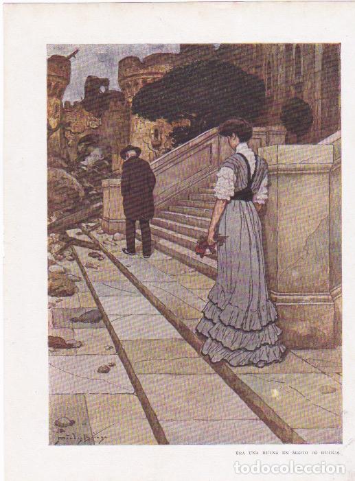 Collection Magazines and Newspapers: * DAMA * ANCIANO * Ilustraci&oacute;n de M&eacute;ndez Bringa para la novela La Sombra del pasado - 1920