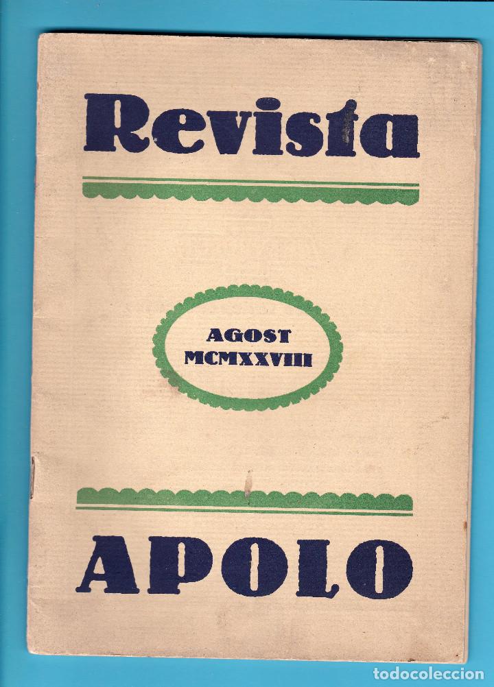 Coleccionismo de revistas y peri&oacute;dicos: REVISTA APOLO. EDITADA POR EL CASINO APOLO. BADALONA, 1928.