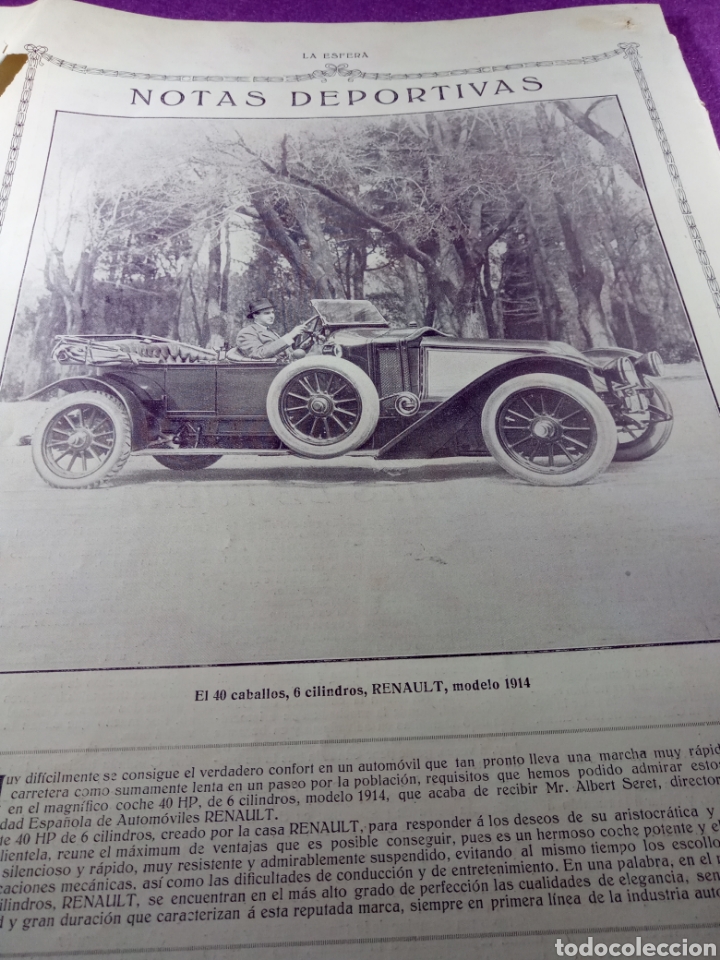 Coleccionismo de Revistas y Peri&oacute;dicos: Renault modelo 1914.revista la esfera.
