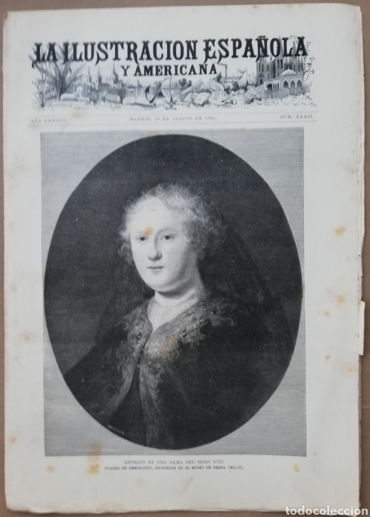 Coleccionismo de Revistas y Peri&oacute;dicos: Ilu. Espa&ntilde;ola y Am. 30 agosto1894. Feria de MALAGA Rembrandt MADRID Campo del Moro. JAP&Oacute;N. EGIPTO