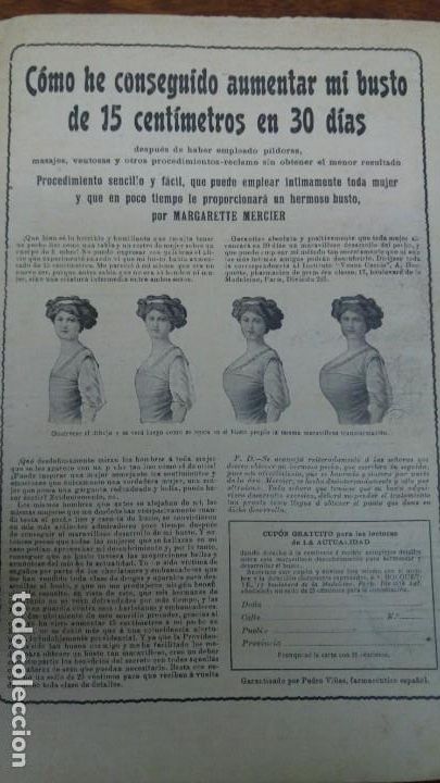 Collection Magazines and Newspapers: COMO HE CONSEGUIDO AUMENTAR MI BUSTO 15 CM EN 30 DIAS HOJA PUBLICIDAD A&Ntilde;O A&Ntilde;O 1912