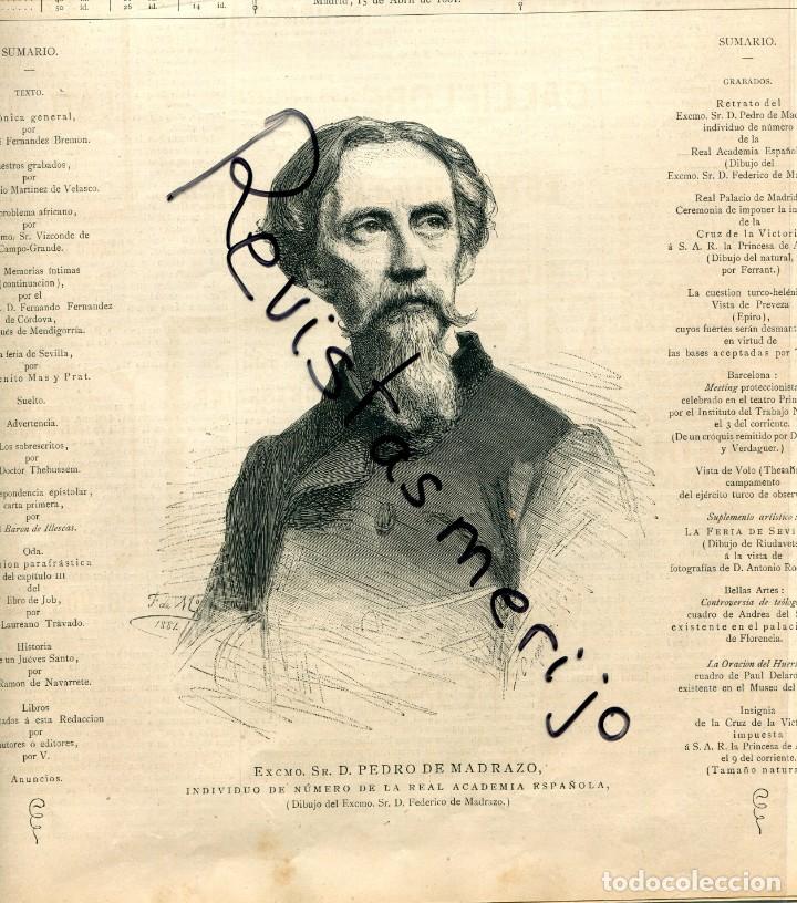 Sammeln von Zeitschriften und Zeitungen: REVISTA 1881 PEDRO DE MADRAZO DIBUJO DE FEDERICO DE MADRAZO LA FERIA DE SEVILLA