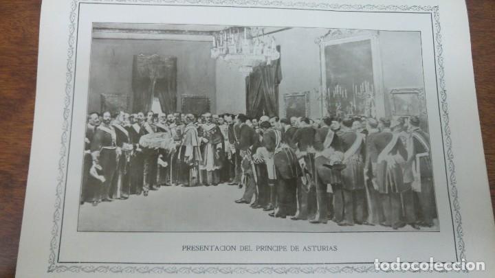 Collezionismo di Riviste e Giornali: PRESENTACION DEL PRINCIPE DE ASTURIAS HOJA A&Ntilde;O 1907