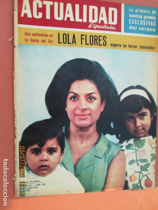 Coleccionismo de revistas y peri&oacute;dicos: LA ACTUALIDAD ESPA&Ntilde;OLA REVISTA N&ordm; 603- 25-07-1963 -LOLA FLORES ESPERA SU TERCER CHURUMBEL