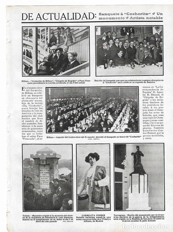 Coleccionismo de Revistas y Peri&oacute;dicos: 1911 HOJA REVISTA TOLEDO ACADEMIA DE INFANTER&Iacute;A MAUSOLEO MEMORIA ALUMNO LUIS ALMANSA