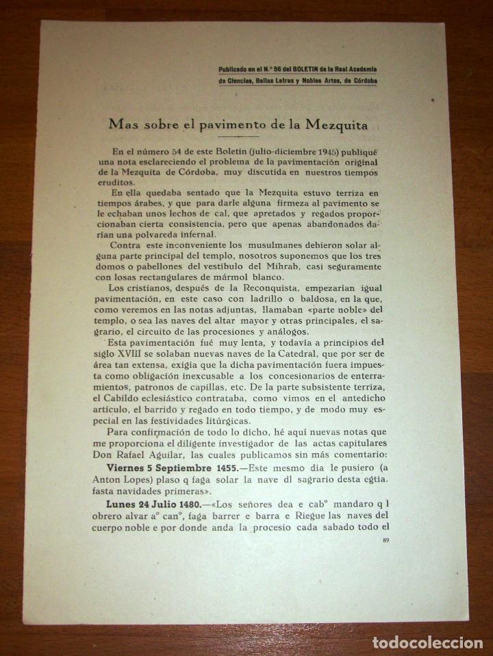 Coleccionismo de revistas y peri&oacute;dicos: CASTEJ&Oacute;N, Rafael. M&aacute;s sobre el pavimento de la Mezquita de C&oacute;rdoba [SEPARATA]