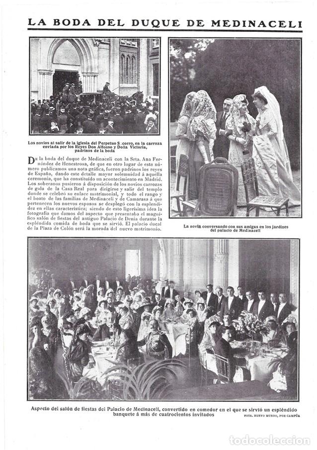 Coleccionismo de Revistas y Peri&oacute;dicos: 1911 HOJA REVISTA BODA DUQUE DE MEDINACELI CON ANA FERN&Aacute;NDEZ DE HENESTROSA PADRINOS REYES DE ESPA&Ntilde;A